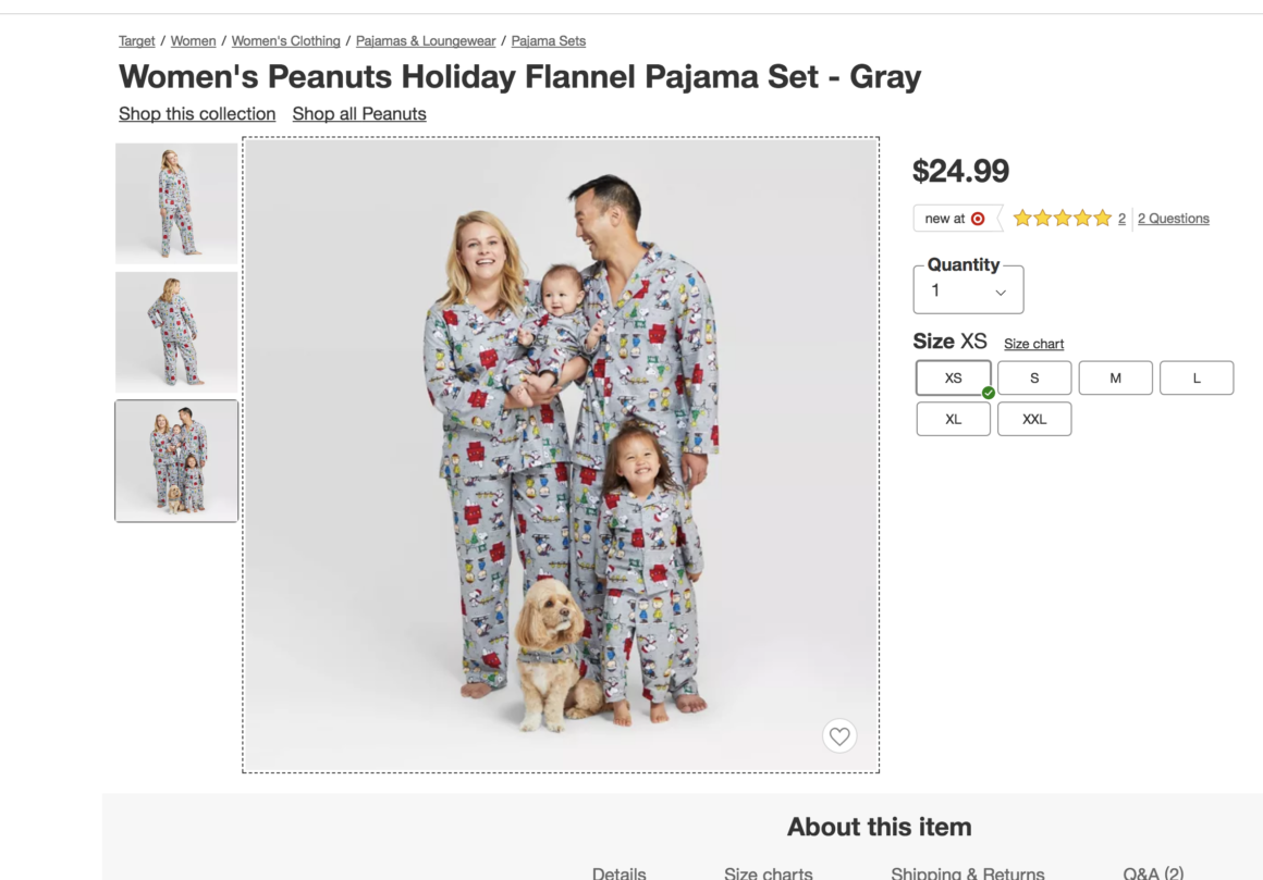 Pajama Size Chart Target