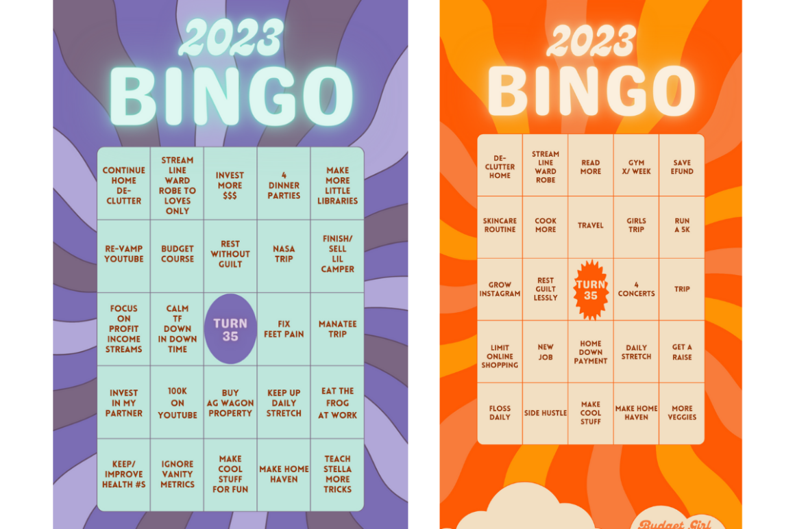 2020 Vision Board Party Bingo Card